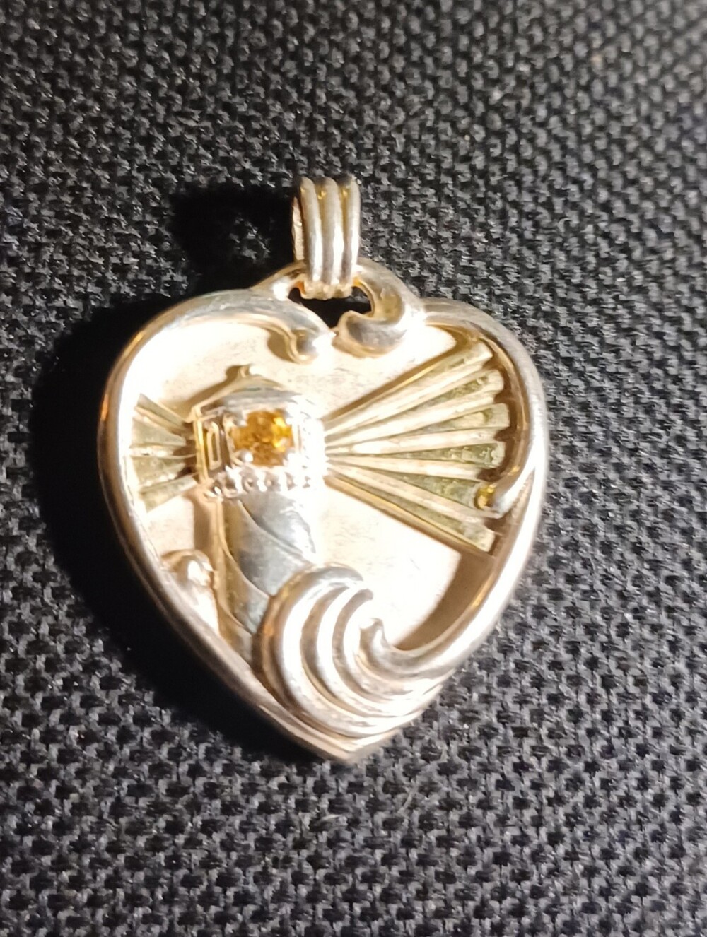 Gorham Sterling Silver Heart Lighthouse Pendant